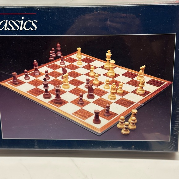 Family Classics Chess Board Game features Solid Staunton Chessmen w/ 2 5/8” King - Picture 2 of 5